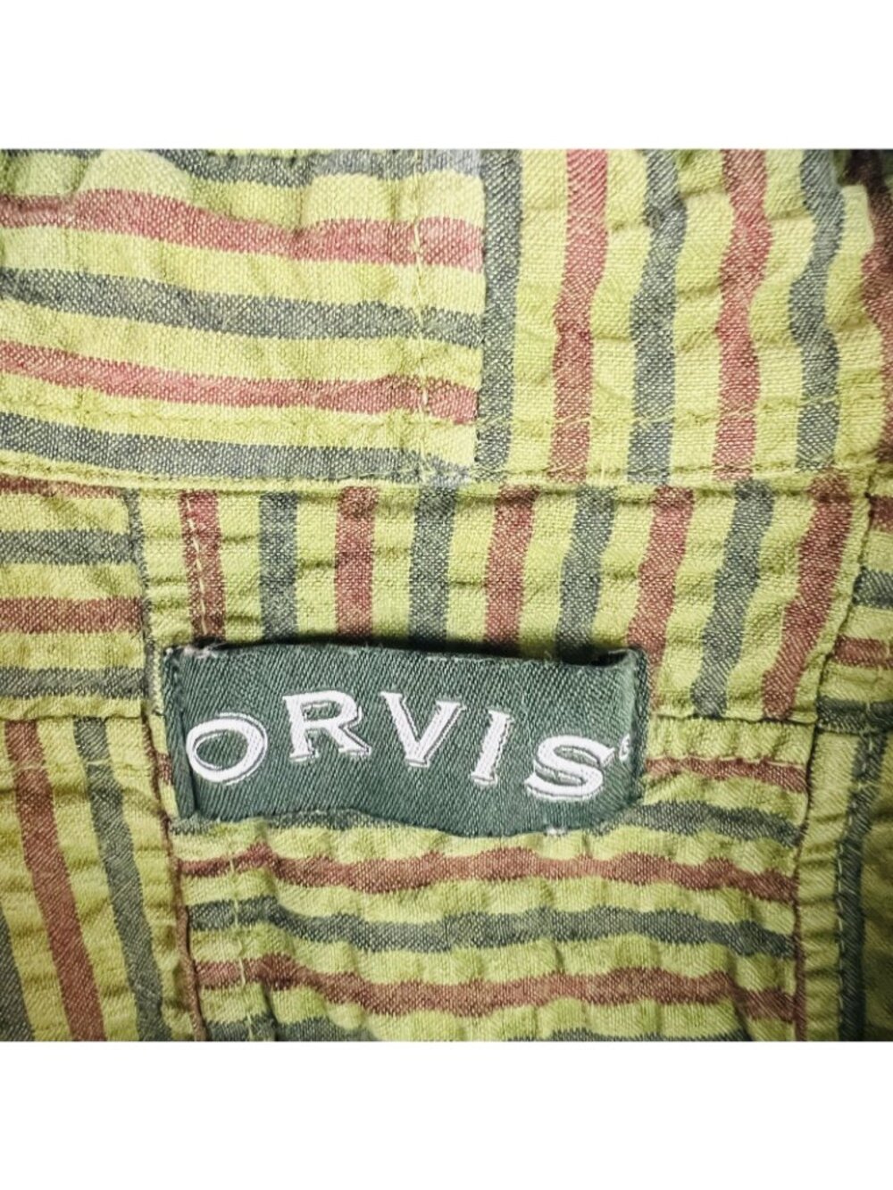 Orvis Seersucker Quilted Block Men’s Short Sleeve Button-Up Shirt XL - Picture 2 of 3